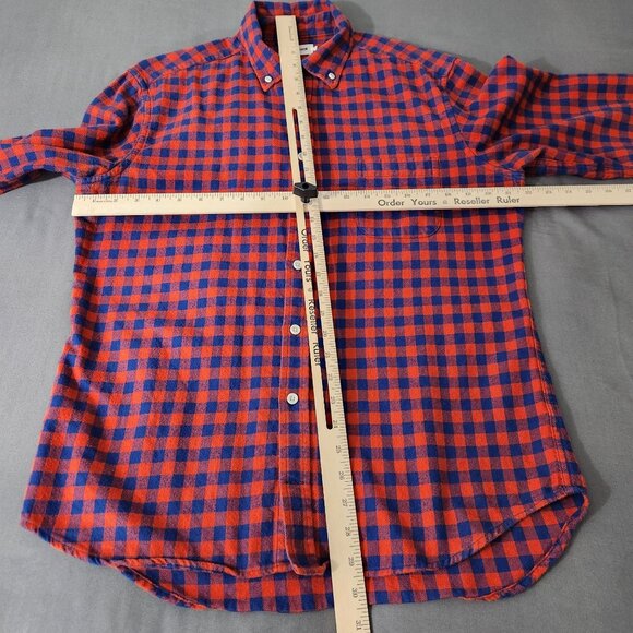 Taylor‎ Stitch Shirt Men's 42 Flannel Red & Blue Plaid Button-Down Shirt Pocket - Picture 8 of 10